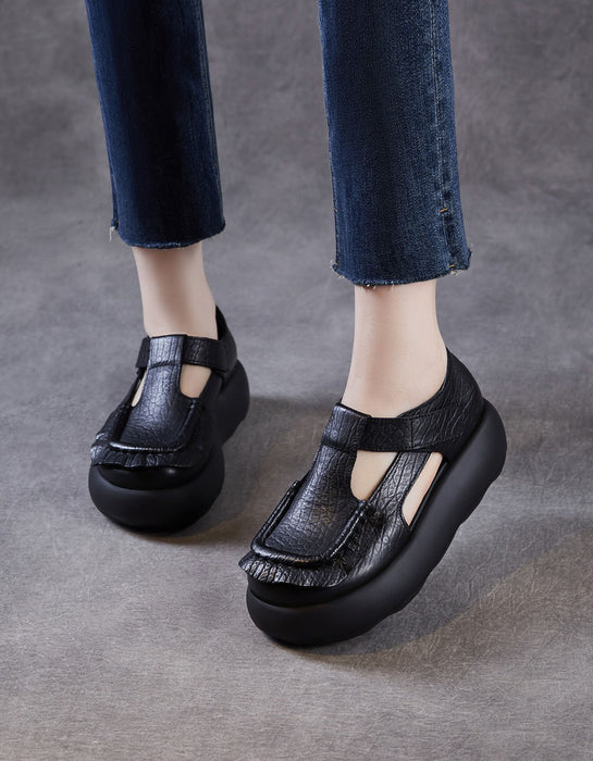 Comfortable Soles T-strap Round Toe Platform Sandals