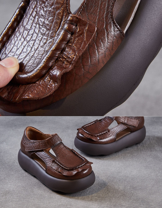 Comfortable Soles T-strap Round Toe Platform Sandals