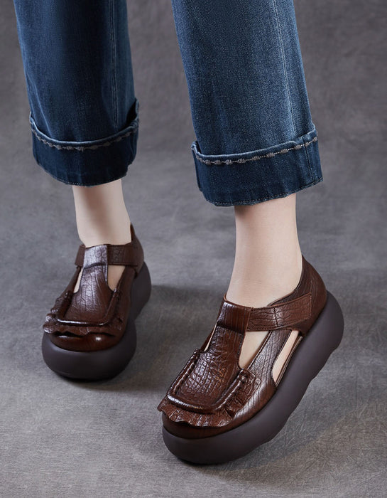 Comfortable Soles T-strap Round Toe Platform Sandals