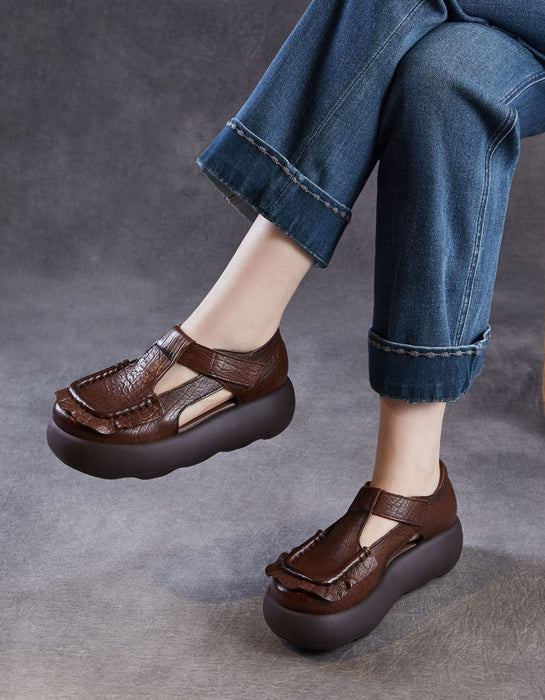 Comfortable Soles T-strap Round Toe Platform Sandals