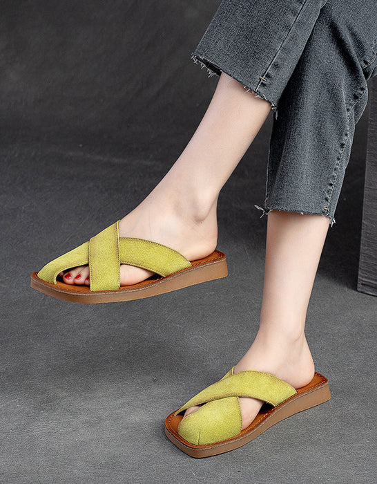Comfortable Square Toe Suede Summer Slippers