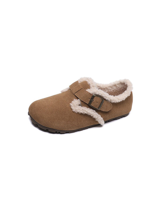 Chaussures plates confortables en daim à bout large