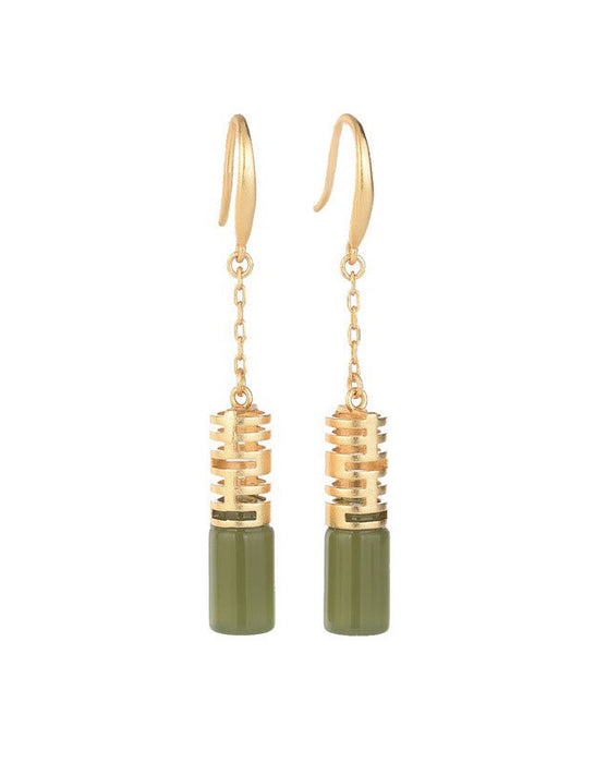 Copper Gold-plated Imitation Jade Earrings