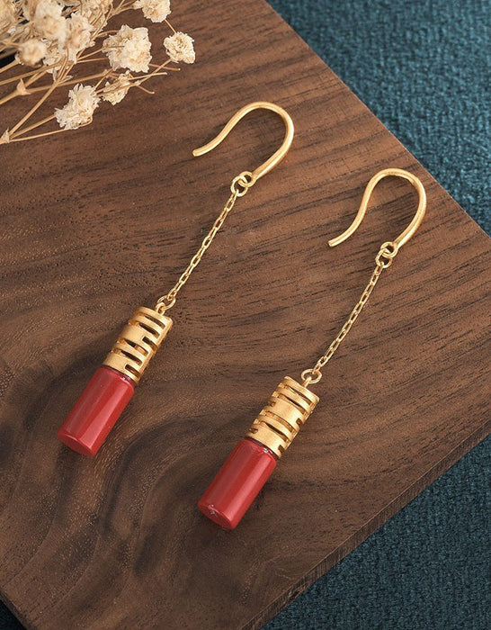 Copper Gold-plated Imitation Jade Earrings