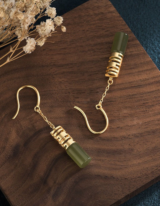 Copper Gold-plated Imitation Jade Earrings
