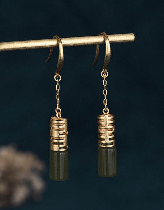 Copper Gold-plated Imitation Jade Earrings