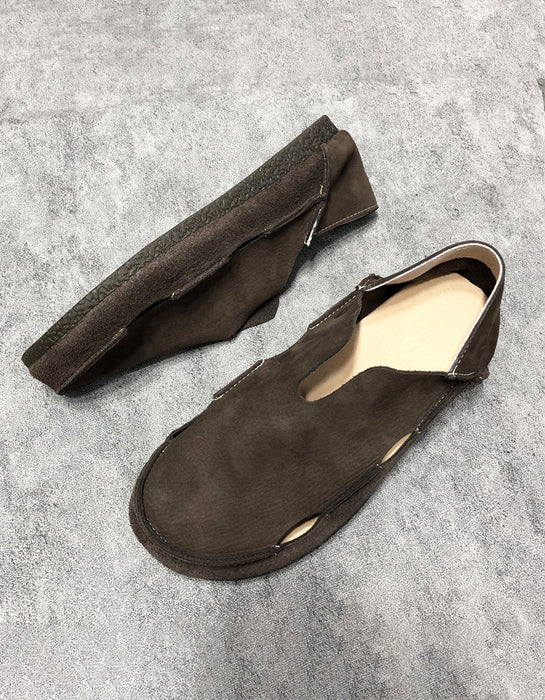 Cut-out Comfortable Soft Leather Suede Flats for Men 38-44