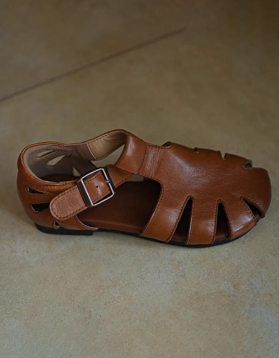 Cute Out Close Toe Vintage T-strap Flat Sandals