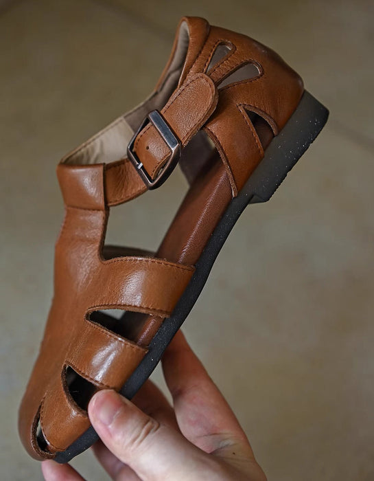 Cute Out Close Toe Vintage T-strap Flat Sandals