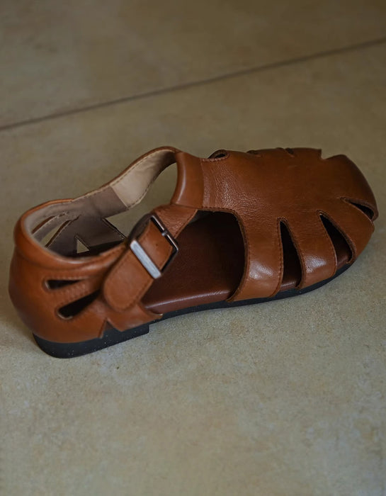 Cute Out Close Toe Vintage T-strap Flat Sandals