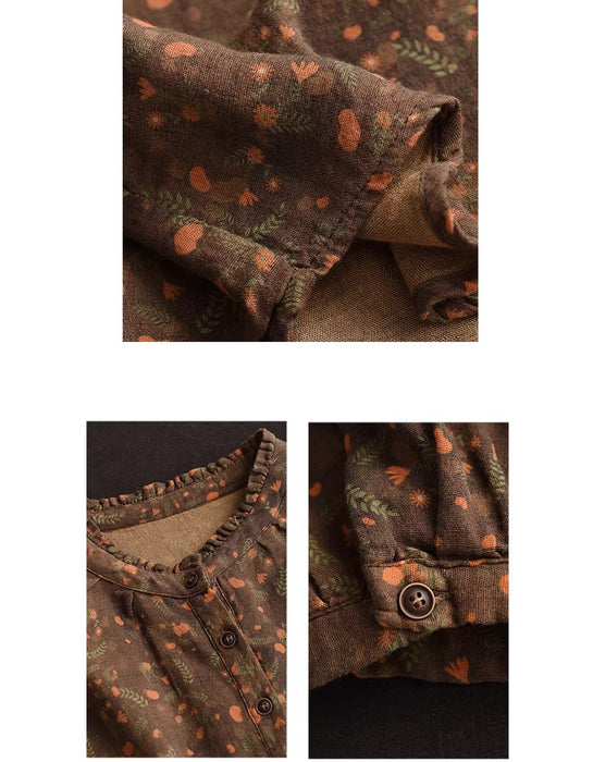 Double-layer Printed Floral Long-sleeved Shirt Feb New In 2026 43.00