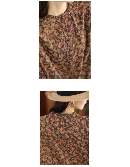 Double-layer Printed Floral Long-sleeved Shirt Feb New In 2026 43.00