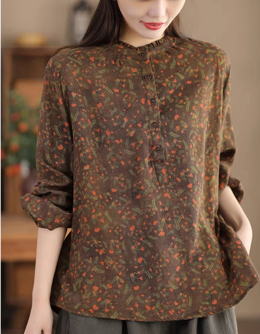 Double-layer Printed Floral Long-sleeved Shirt Feb New In 2026 43.00