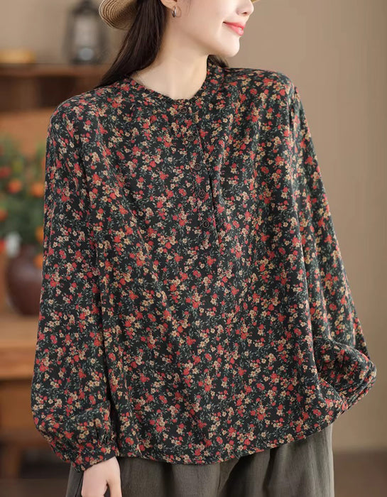 Double-layer Printed Floral Long-sleeved Shirt Feb New In 2026 43.00