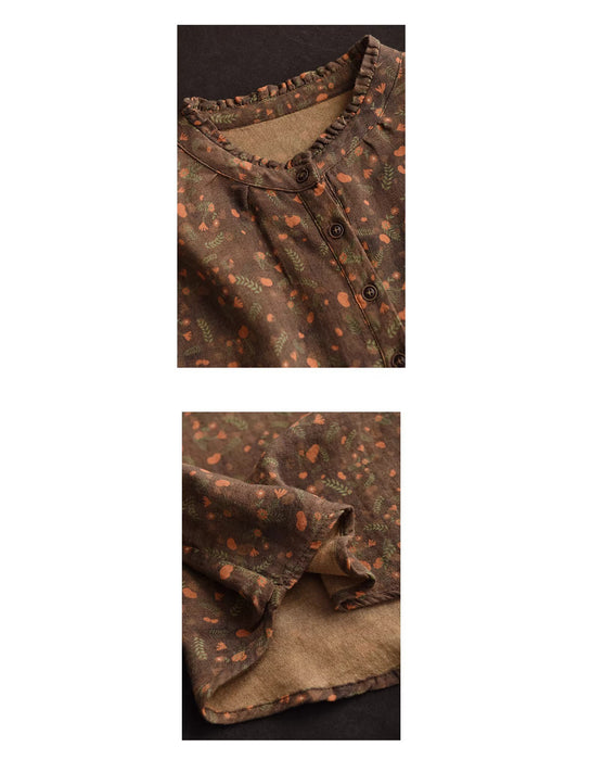 Double-layer Printed Floral Long-sleeved Shirt Feb New In 2026 43.00