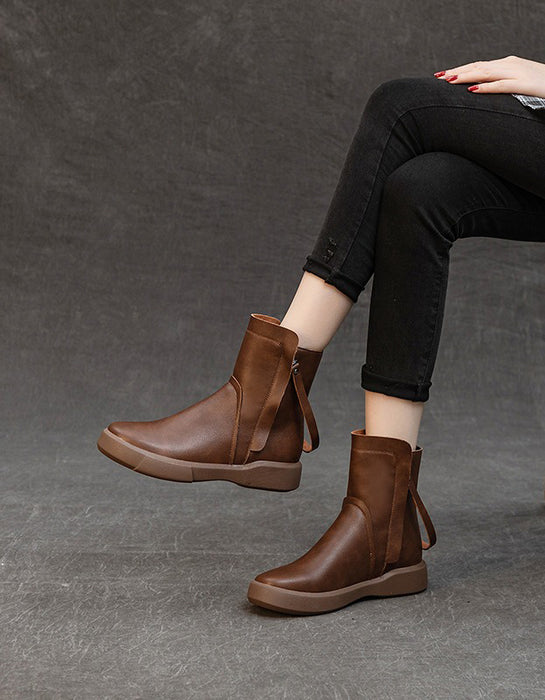 Bottines Chelsea courtes en cuir à tête ronde OBIONO