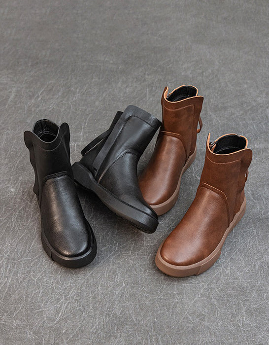 Bottines Chelsea courtes en cuir à tête ronde OBIONO