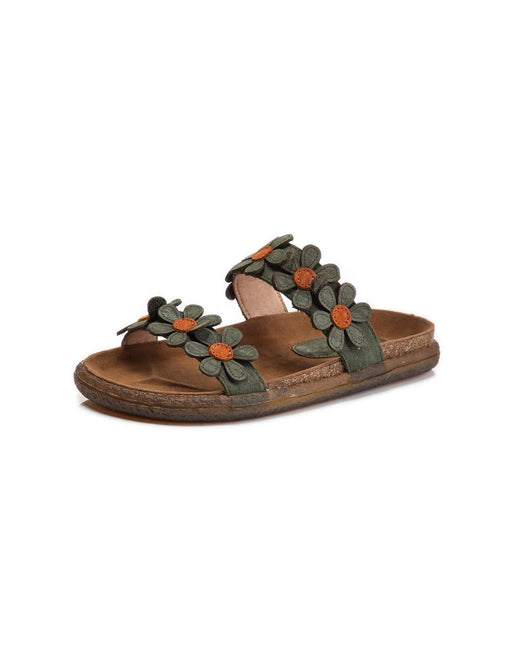 Double Straps Summer Holiday Leather Flowers Slippers May Shoes Collection 2026 78.70