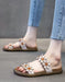 Double Straps Summer Holiday Leather Flowers Slippers May Shoes Collection 2026 78.70