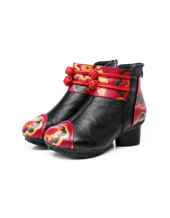 Ethnic Retro Leather Handmade Chunky Boots | Gift Shoes December New 2019 74.12