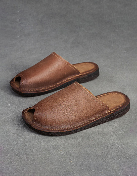 Fish-toe Comfortable Handmade Retro Leather Slippers