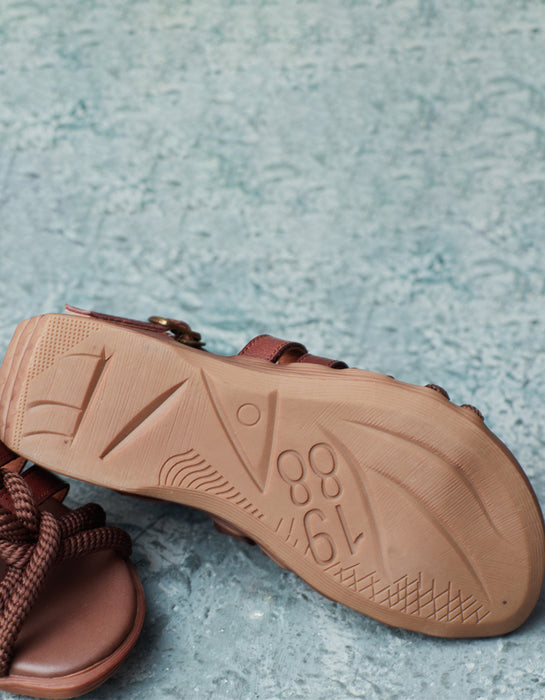 Springy Toe Rope Summer Open Toe Rope Strappy Flat Sandals — Obiono