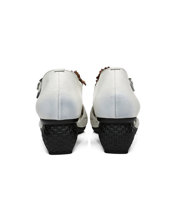 Handmade Retro Leather Chunky Heels July New Arrivals 2020 75.55