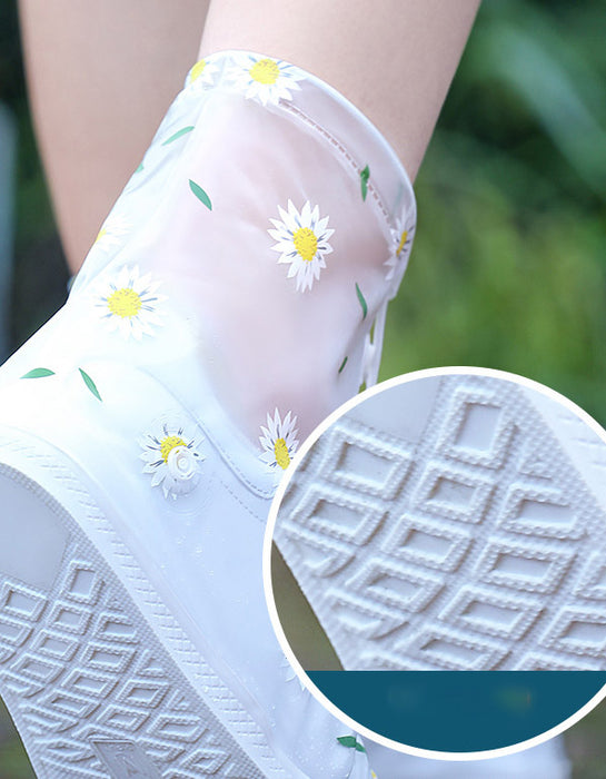 2 Pairs Flowers Printed Transparent Rain Boots