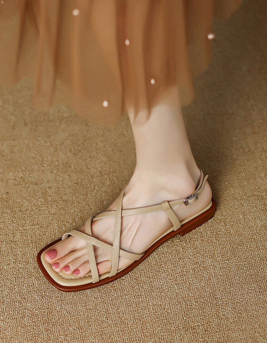 French Style Comfortable Flat Strappy Sandals