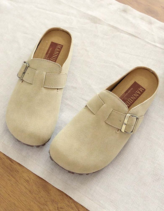 Front Buckle Comfortable Wide-toe Suede Slippers April Shoes Collection 2023 71.00