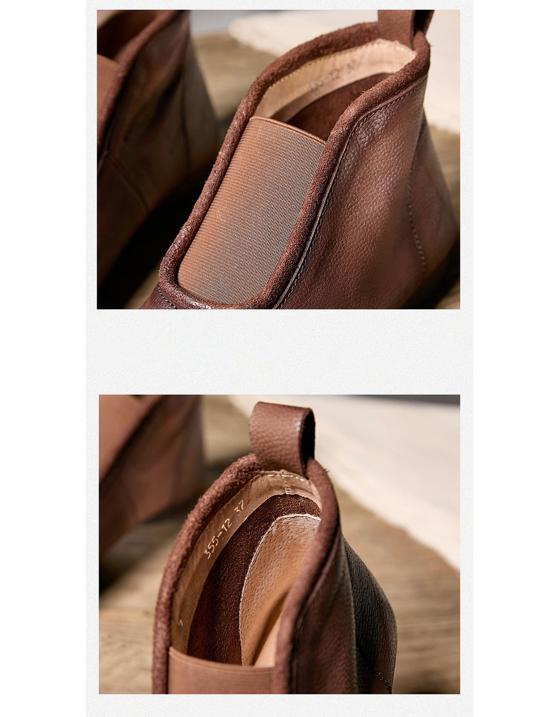 Front Elastic Square-toe Comfortable Retro Flat Ankle Boots — Obiono