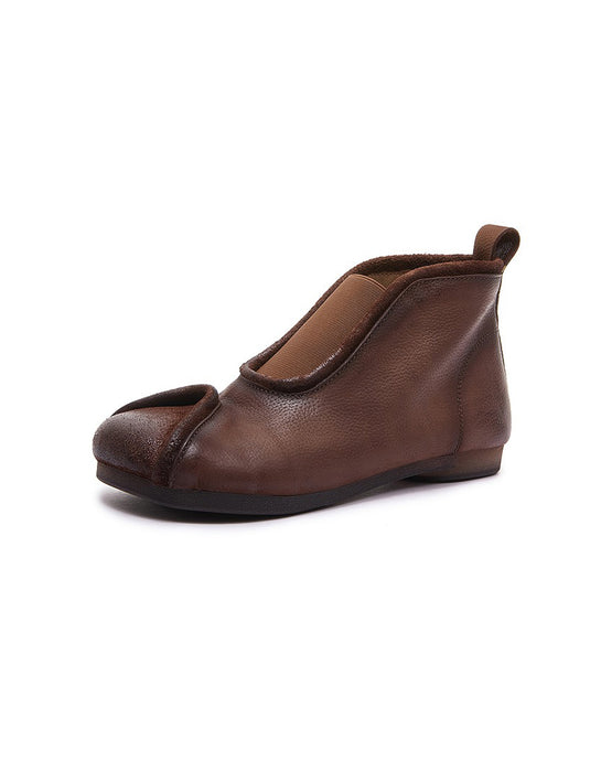 Front Elastic Square-toe Comfortable Retro Flat Ankle Boots