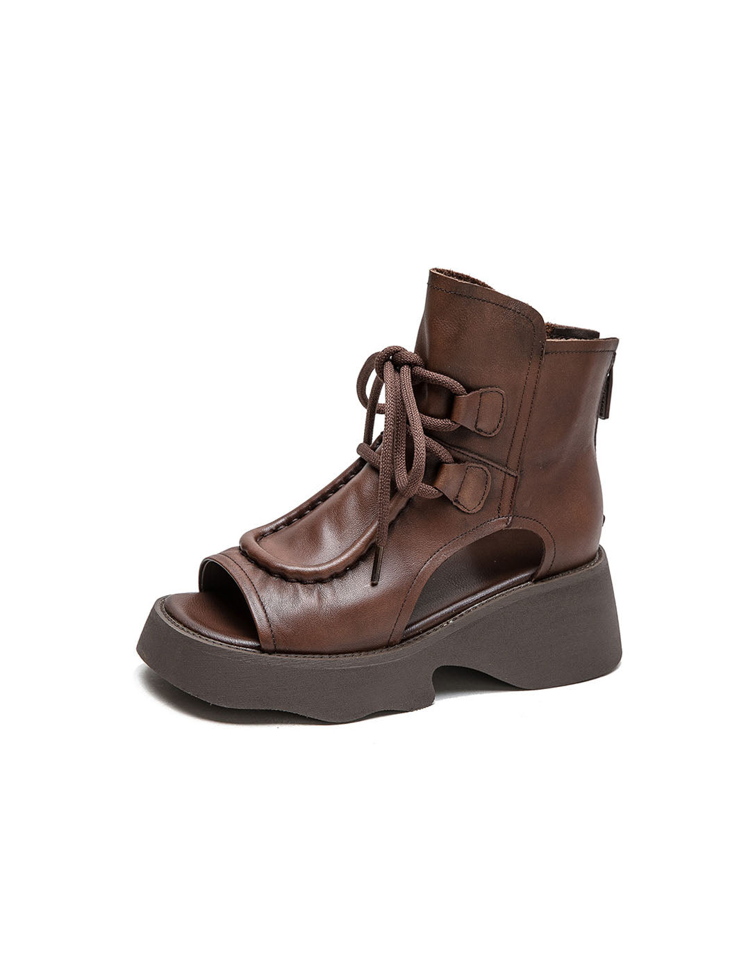 Front Lace Open Toe Platform Sandals Boots — Obiono