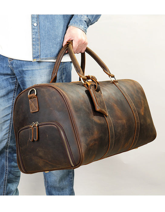 Genuine Leather Handmade Large Capacity Men's Duffle Bag