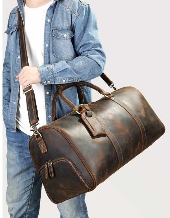 Genuine Leather Handmade Large Capacity Men's Duffle Bag