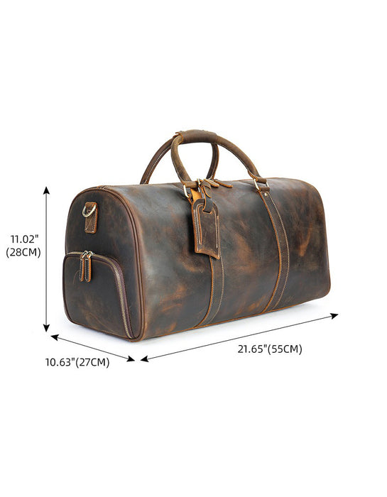 Genuine Leather Handmade Large Capacity Men's Duffle Bag