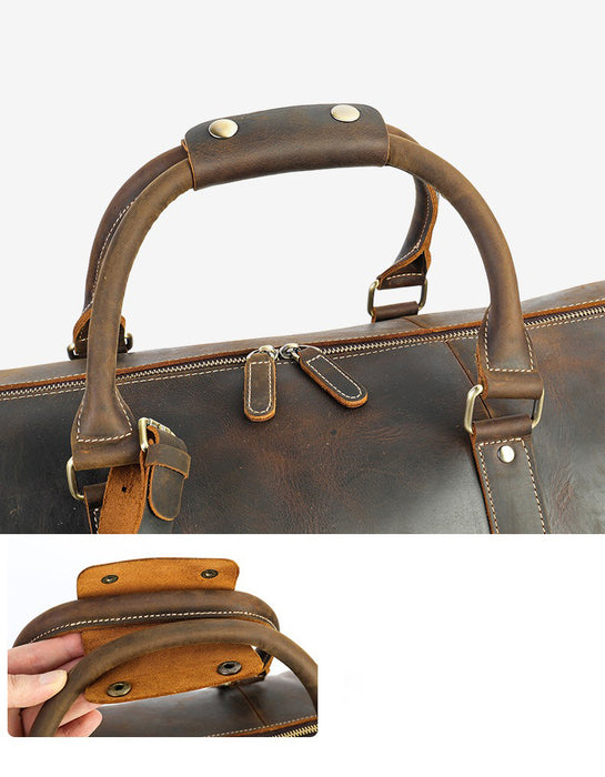 Genuine Leather Handmade Large Capacity Men's Duffle Bag