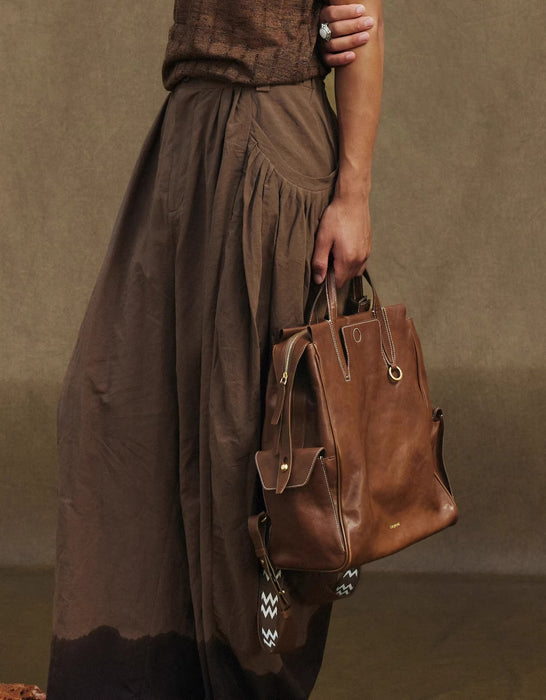 Genuine Leather Handmade Leather Laptop Backpack Try On