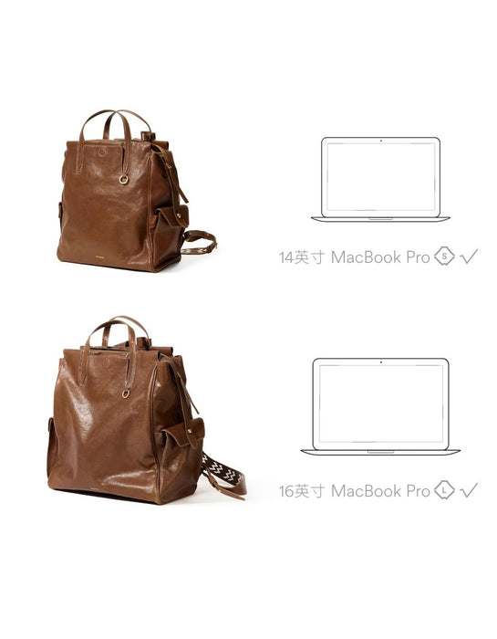 Genuine Leather Handmade Leather Laptop Backpack Size S, L