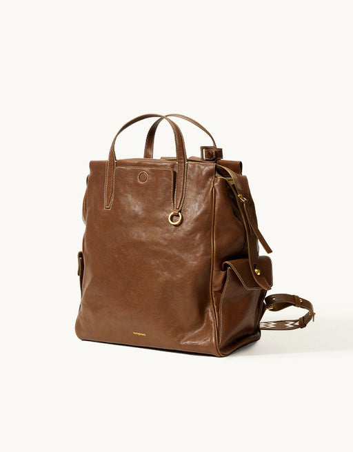 Genuine Leather Handmade Leather Laptop Backpack Color Brown