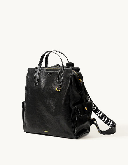 Genuine Leather Handmade Leather Laptop Backpack Color Black