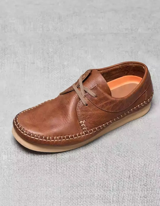 Genuine Leather Handmade Stitching Soft Sole Men's Flat Shoes Brown Size 38-Size 44 Feb Shoe Collection 2025 148.00