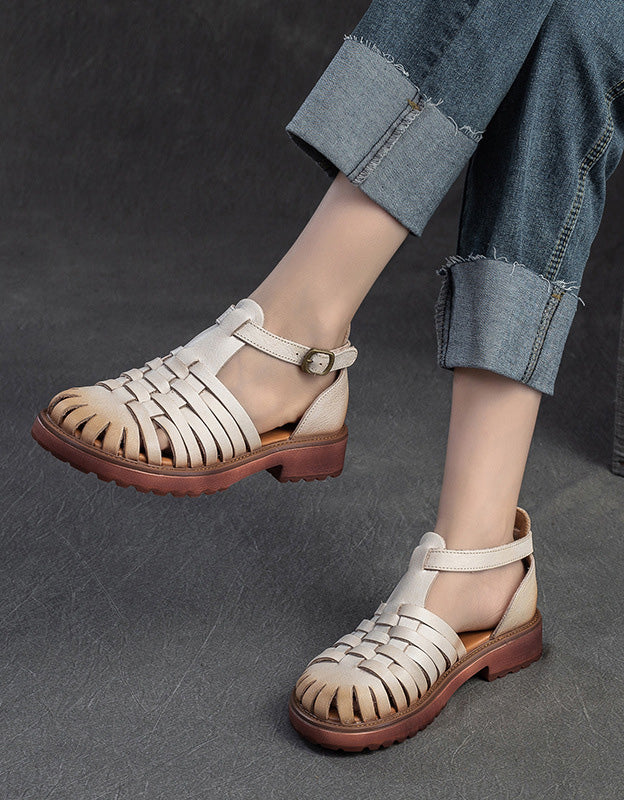 T Strap Leather Woven Fisherman Sandals Size 9M T-strap Leather Woven Fisherman Sandals for Men 38-45 — Obiono main image 2