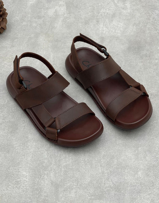 Genuine Leather Open-toe One-strap Casual Sandals for Men Brown June Shoes Collection 2026 95.00