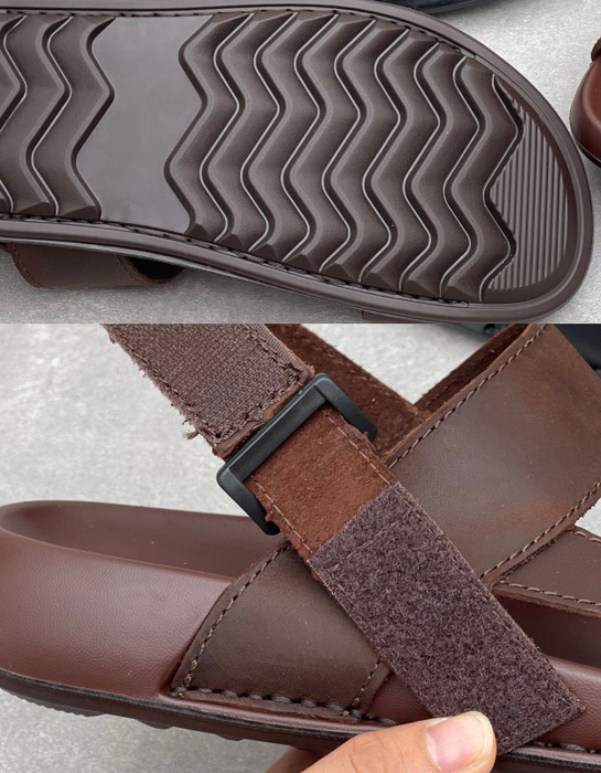 Genuine Leather Open-toe One-strap Casual Sandals for Men  June Shoes Collection 2026 95.00