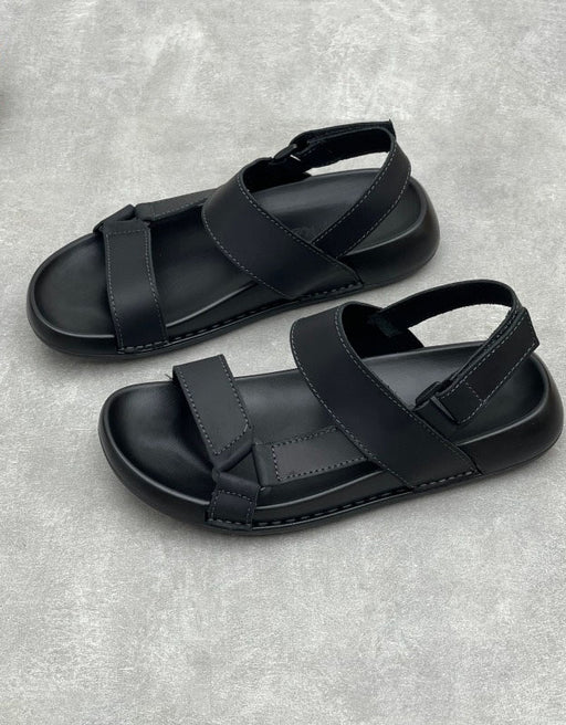 Genuine Leather Open-toe One-strap Casual Sandals for Men Black June Shoes Collection 2026 95.00