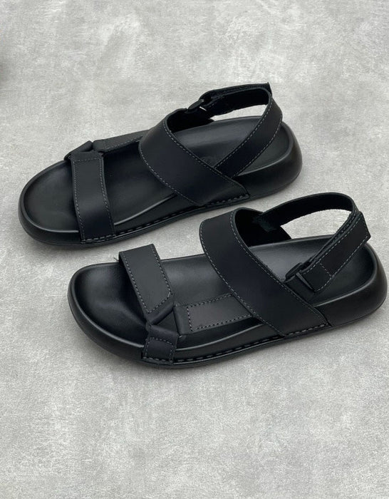 Genuine Leather Open-toe One-strap Casual Sandals for Men Black June Shoes Collection 2026 95.00
