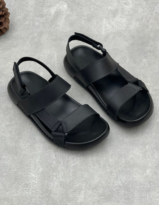 Genuine Leather Open-toe One-strap Casual Sandals for Men Black June Shoes Collection 2026 95.00