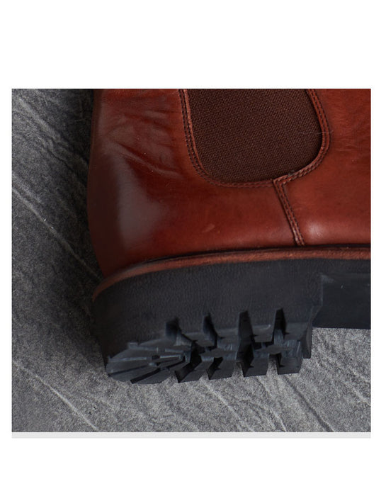 Genuine Leather Round Toe Chelsea Boots — Obiono
