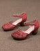 Genuine Leather Round Toe Hollow Flower Chunky Heels April Shoes Collection 2026 93.00